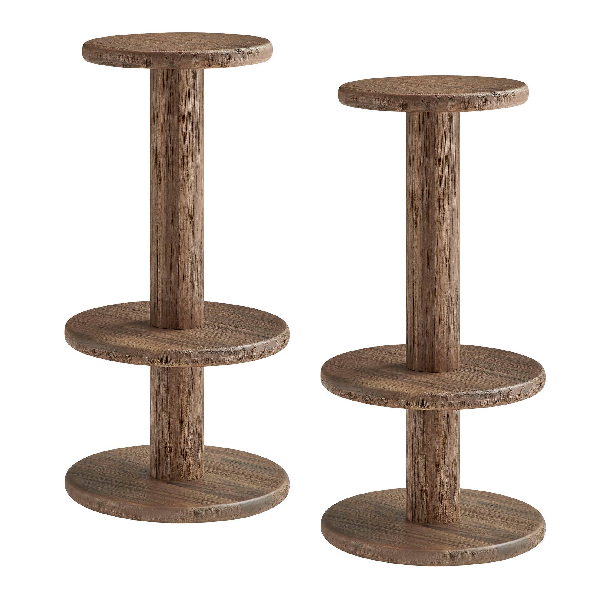 Alt View 6. Modway - Neo 3-Piece Round Indoor - Outdoor Patio Wood Bar Table And Stool Set by Modway - Cocoa Brown.