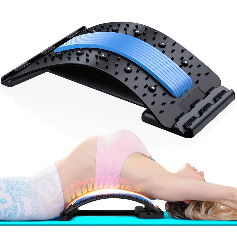 Pyle - SQUATZ Lower Back Stretcher Device, Ergonomic Lumbar Support Back Massager, Multi-Level Traction, Foam Cushion