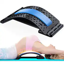 Pyle - SQUATZ Lower Back Stretcher Device, Ergonomic Lumbar Support Back Massager, Multi-Level Traction, Foam Cushion