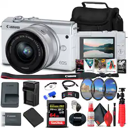 Canon - EOS M200 Mirrorless Camera with 15-45mm Lens (3700C009) Graphic Bundle