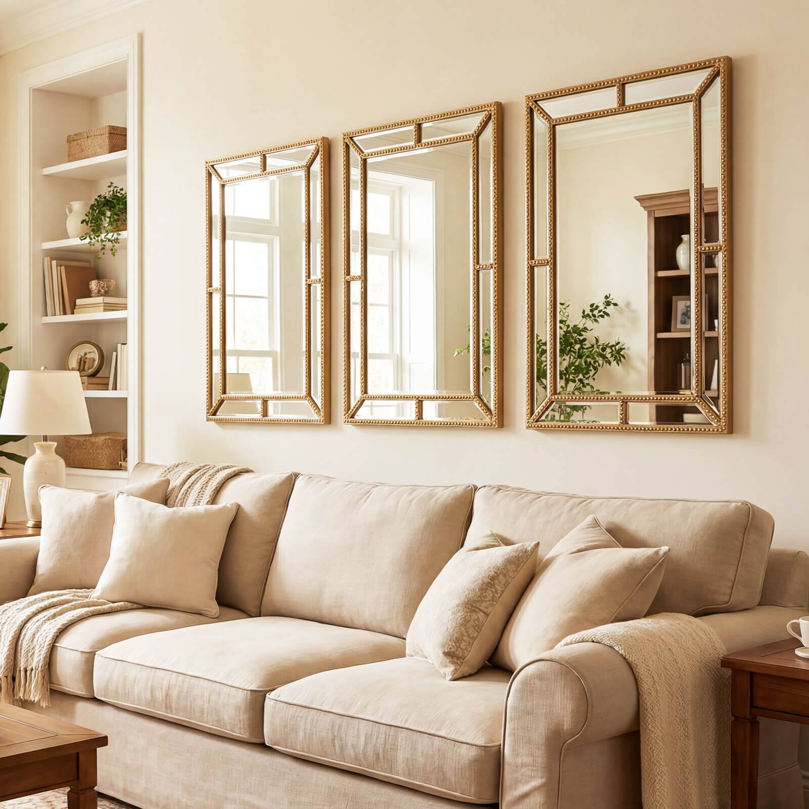 Alt View 5. Costway - Costway 36" x 24" Gold Wall Mirror with Beaded Frame for Living Room, Entryway, Fireplace - Gold.