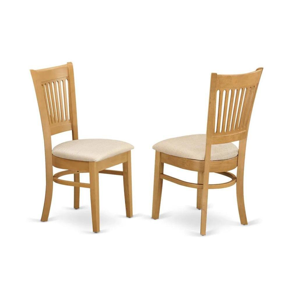 Angle. East West Furniture - VAC-OAK-C Vancouver Linen Fabric Seat Dining Chairs - Oak Finish set of 2 - Oak.