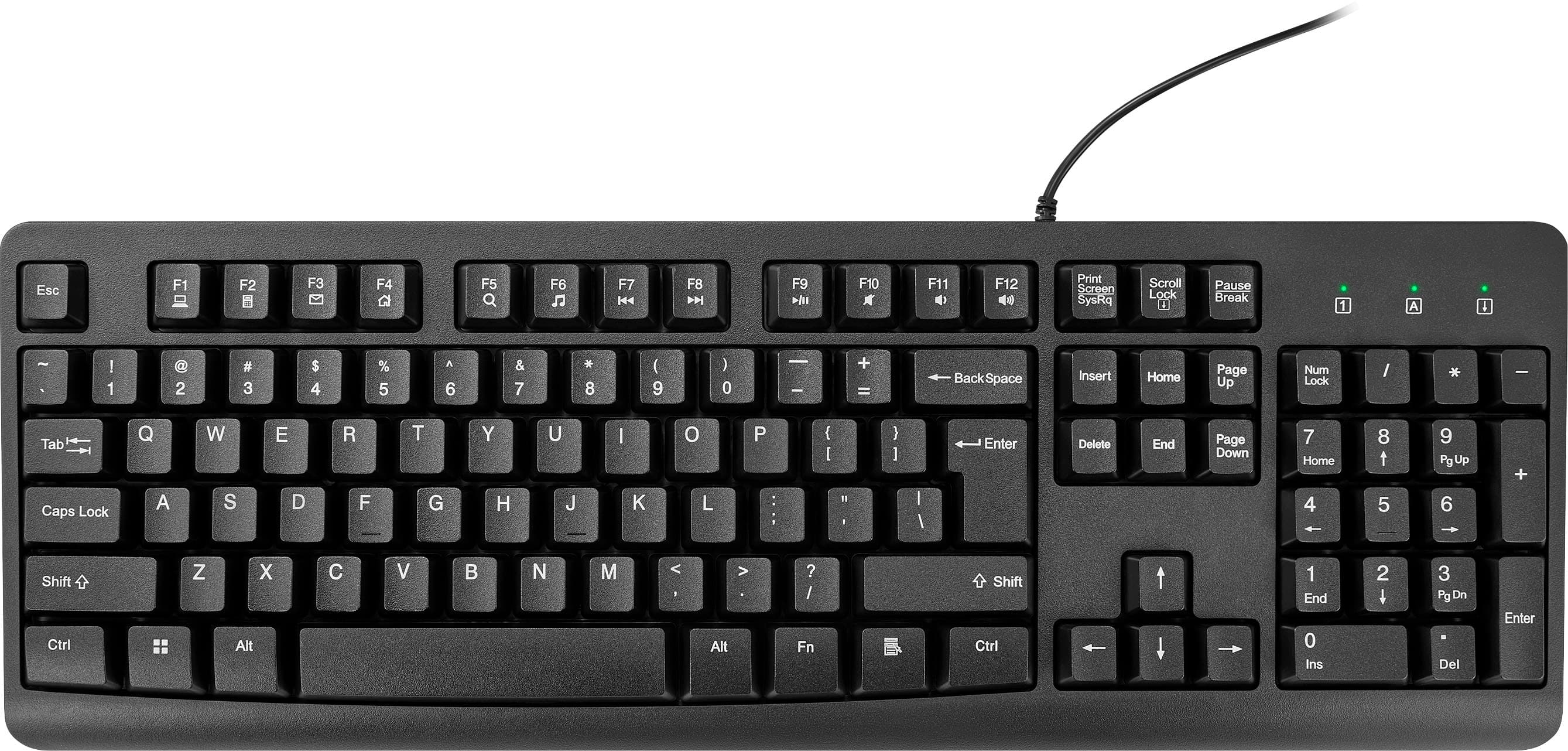 Best Buy essentials™ - Full-size Wired Membrane Keyboard - Black - Front_Zoom