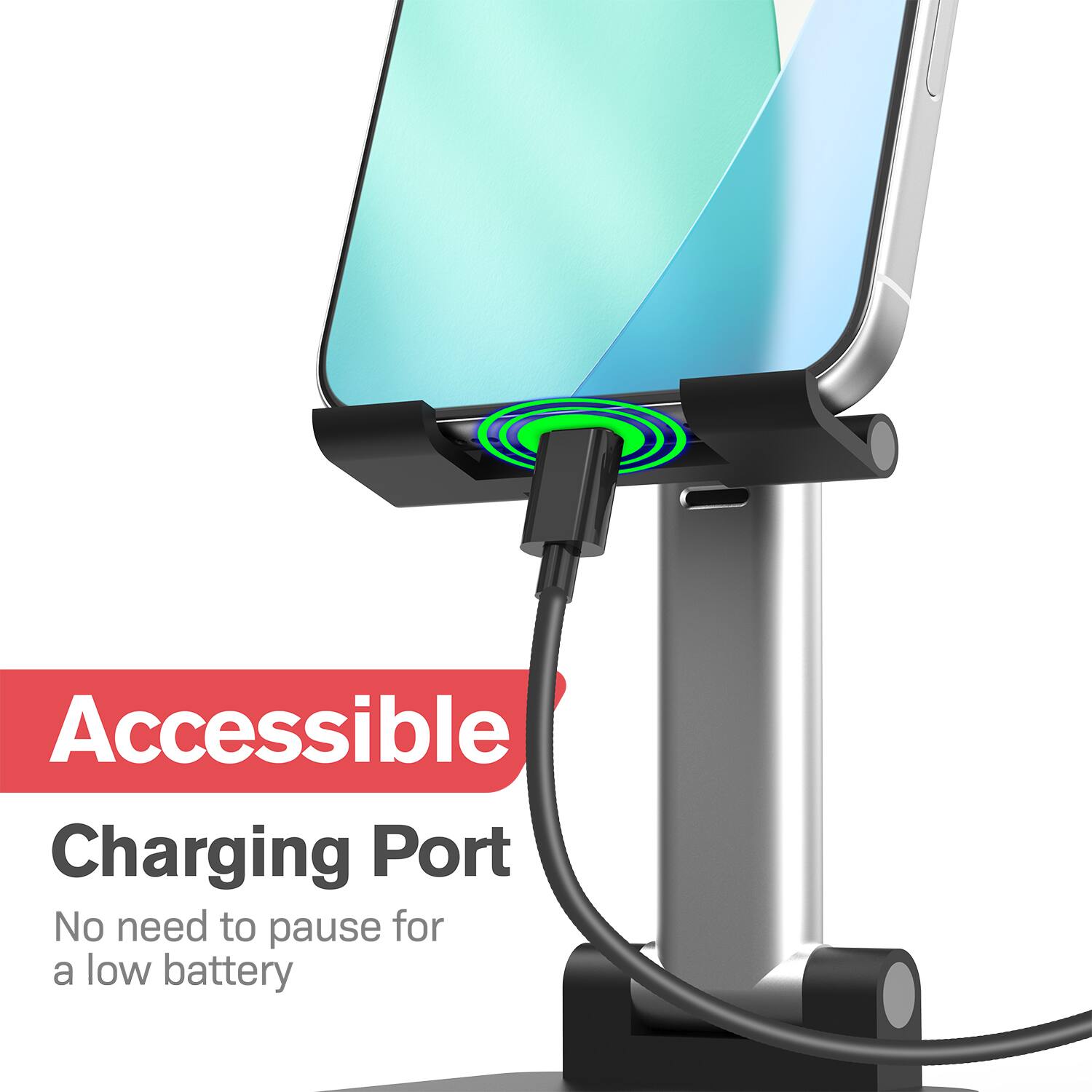 Accessible  
Charging Port  
No need to pause for a low battery
