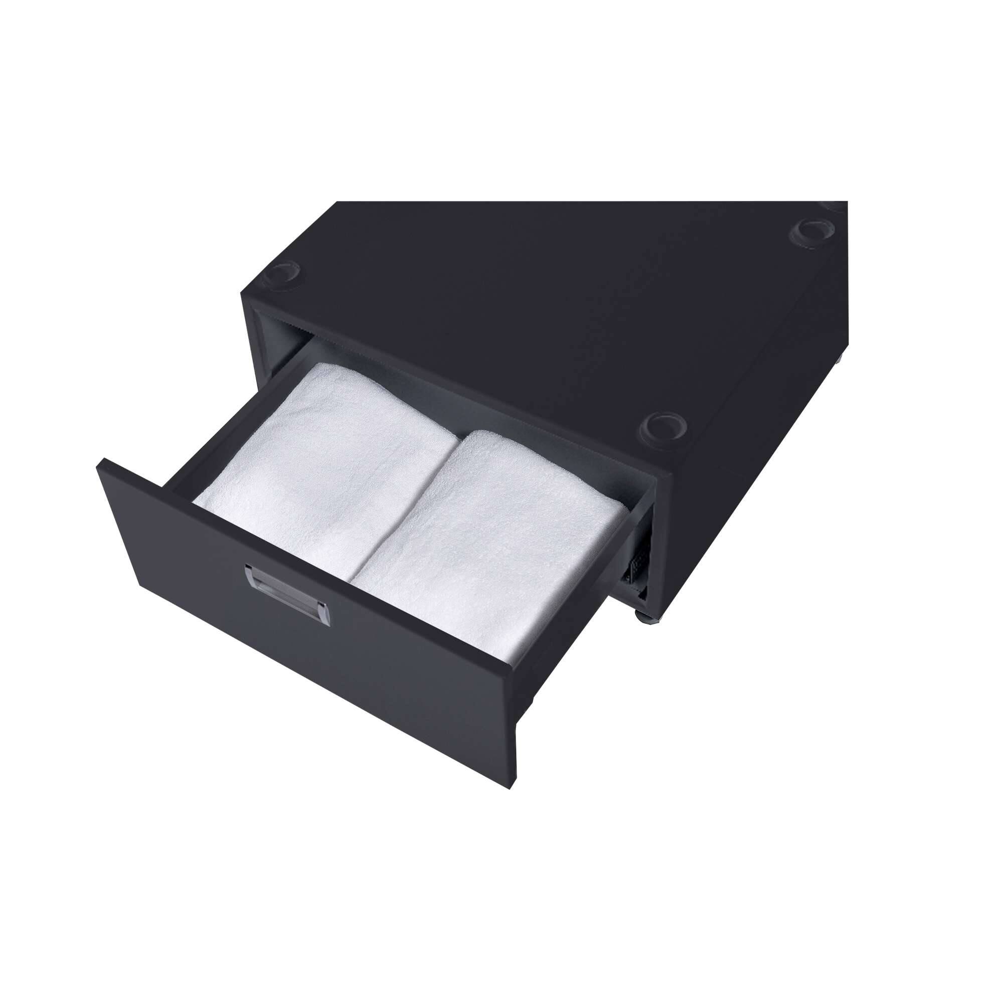 Angle. Equator - Equator 24in Laundry Pedestal 11in tall + Rollout Storage Drawer Adjustable feet - Grey.