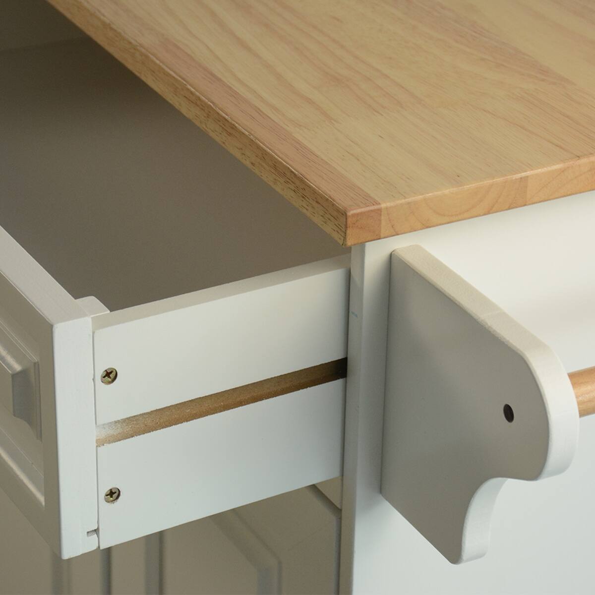 Alt View 7. Loheer - Loheer Rolling Kitchen Island Cart Mobile Kitchen Trolley with Storage Cabinets White - White.
