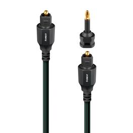 AudioQuest - Forest Optical 52.5' Digital Toslink Fiber-Optic Cable + Mini-Adaptor with Toslink to Toslink Connectors - Black with Green Stripes