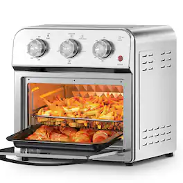 HOMLUX - Air Fryer Toaster Oven Combo 4 Slice Toaster Convection Oven - Silver