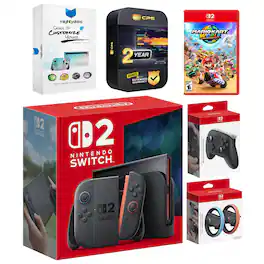 Switch 2 Console with Mario Kart World, Pro Controller, Joy Con Wheel, MightySkins Code and 2 CPS Year - Nintendo Switch 2