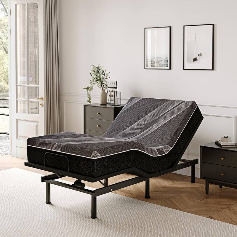 Alt View 1. Dyonery - Dyonery Adjustable Bed Frame with 12" Gel Memory Foam Mattress Wireless Remote Full - Black.