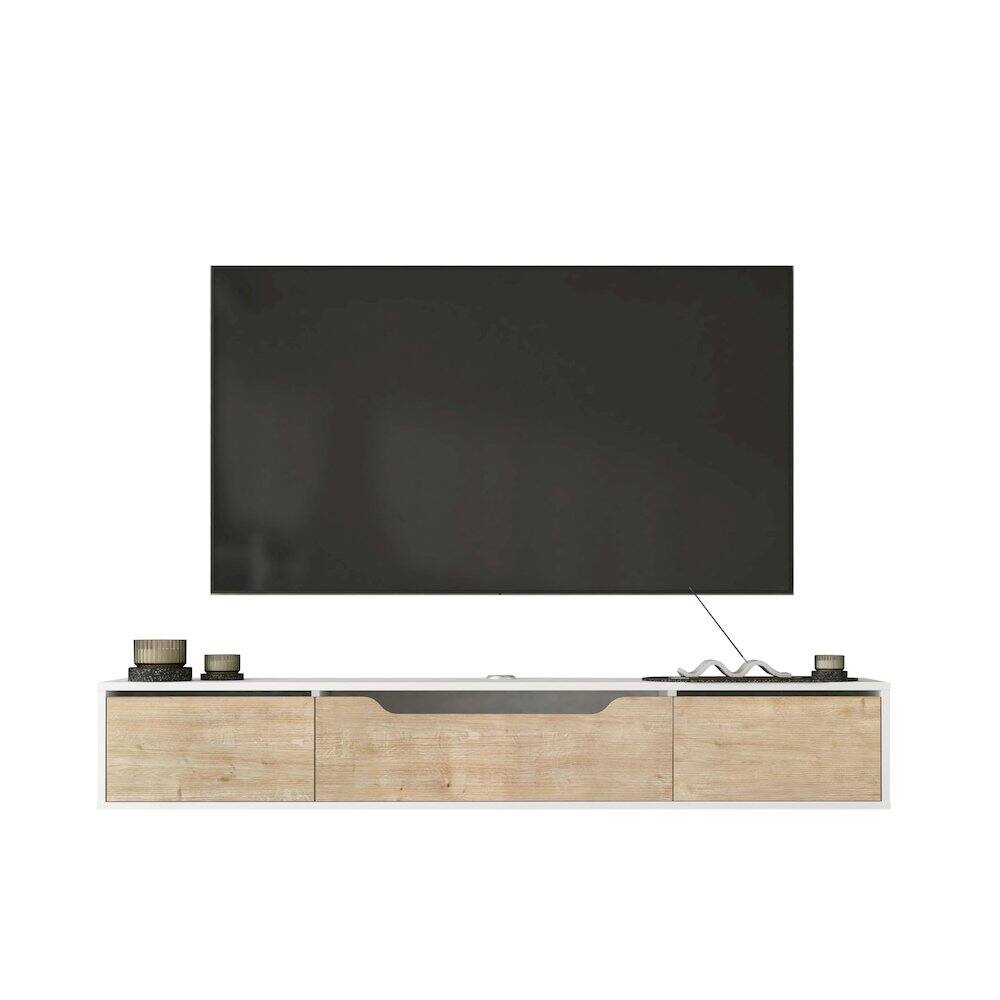Front. Atelier Mobili - Floating TV Stand for Up to 80 Inch TVs – Wall Mounted Media Console - White.