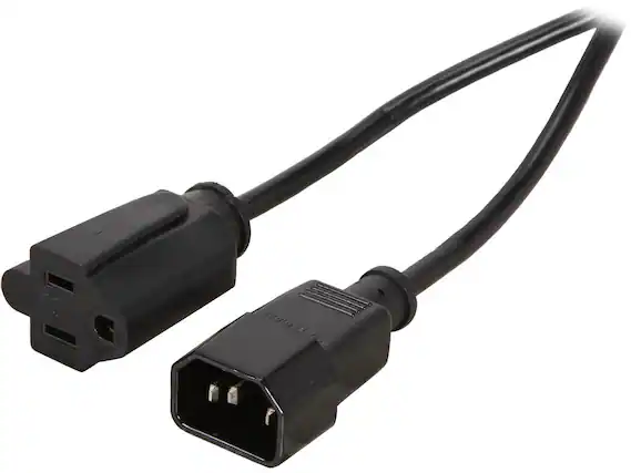 Front. Cables to Go - C2G 03132 18 AWG Monitor Power Adapter Cord - IEC320C14 to NEMA 5-15R, TAA Compliant, Black (3 Feet, 0.91 Meters).