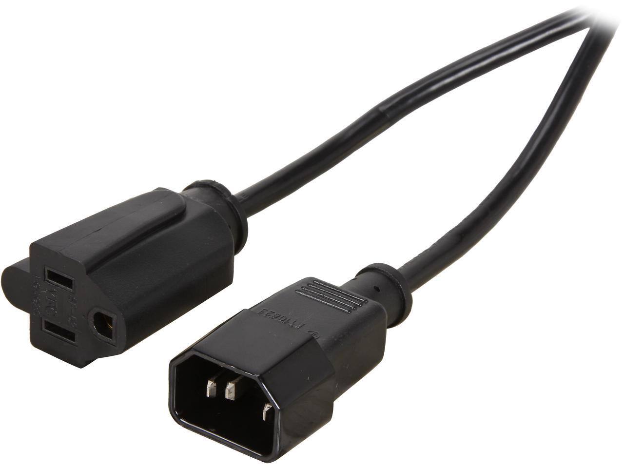 Front. Cables to Go - C2G 03132 18 AWG Monitor Power Adapter Cord - IEC320C14 to NEMA 5-15R, TAA Compliant, Black (3 Feet, 0.91 Meters).