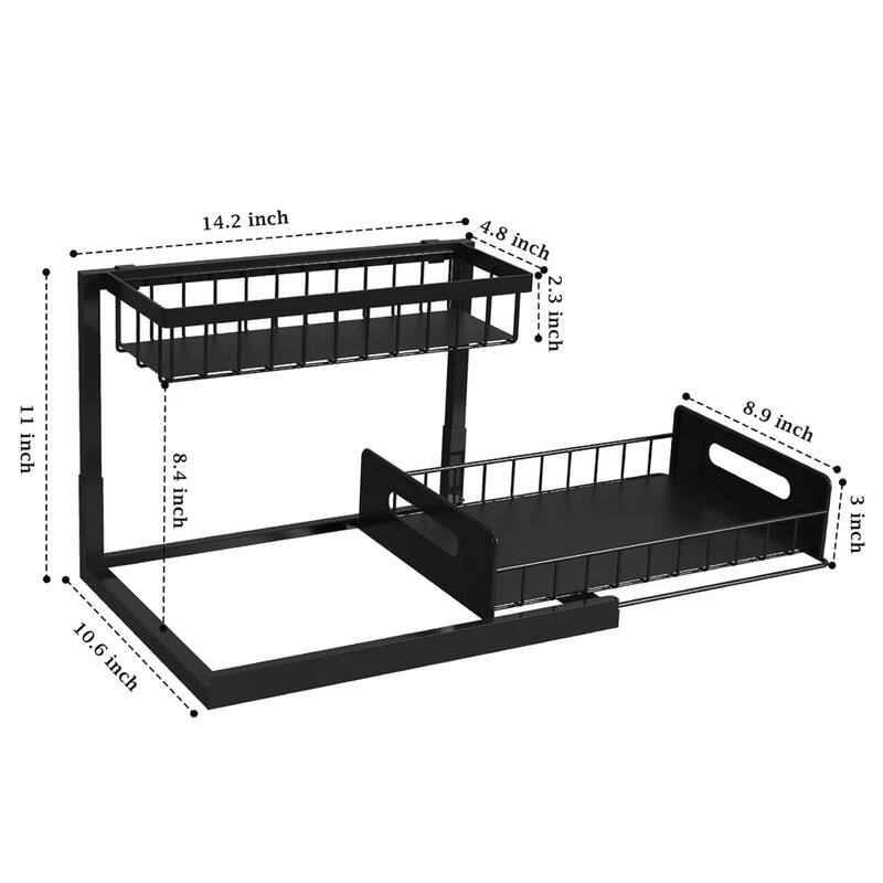 The corrected and grouped measurements from the image are:

- Length: 14.2 inches
- Width: 11 inches
- Height: 10.6 inches
- Depth: 8.4 inches
- Side height: 4.8 inches
- Side depth: 2.3 inches
- Additional height: 8.9 inches
- Additional depth: 3 inches