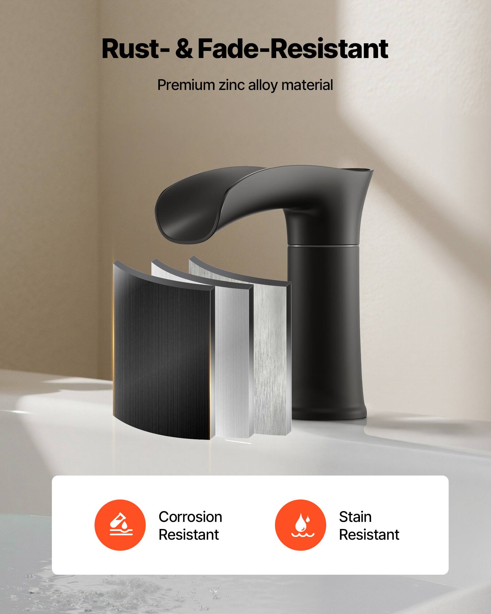 Rust- & Fade-Resistant  
Premium zinc alloy material  

Corrosion Resistant  
Stain Resistant