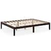 Front. Costway - Queen Size Wooden Platform Bed Frame 14" with Rubber Wood Legs Under-bed Storage - Brown.