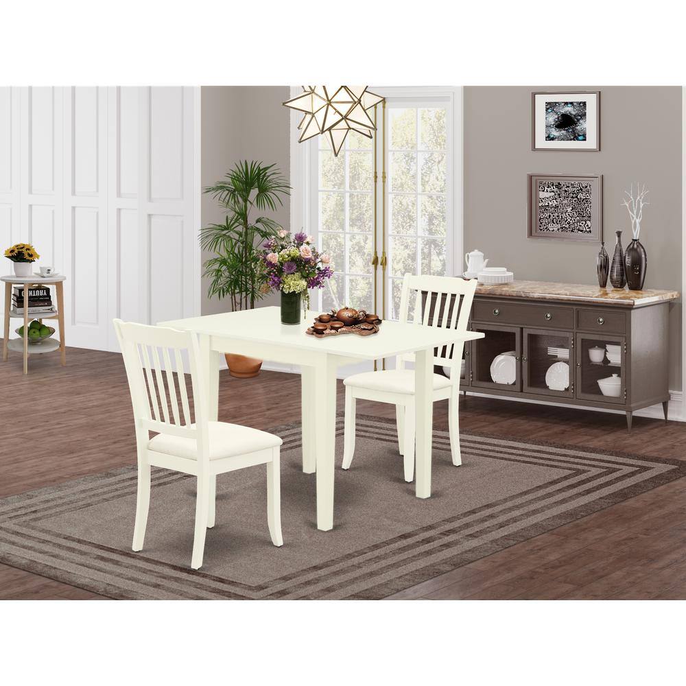 Angle. East West Furniture - Dining Room Set Linen White - Brown.