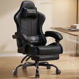 GTPlayer - Gaming Chair with Footrest Ergonomic Computer Chair - Black