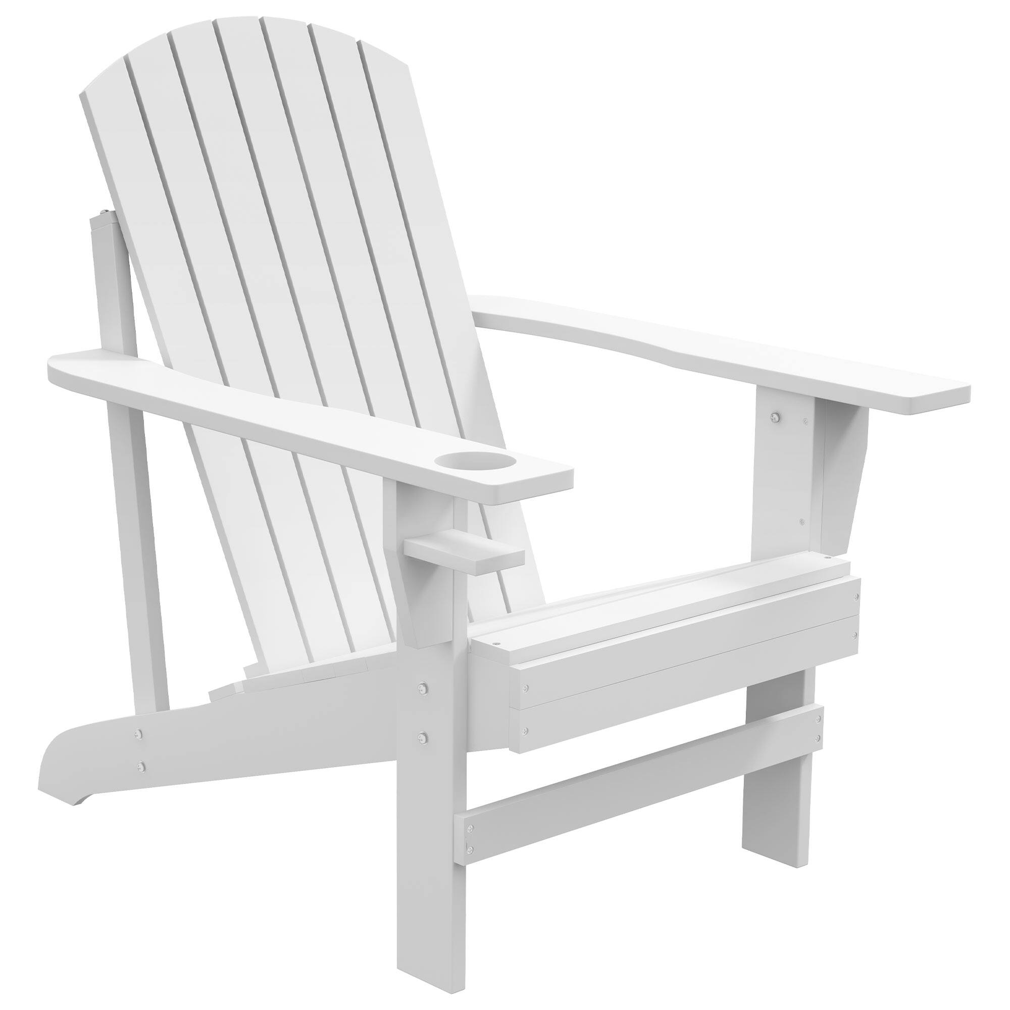 Front. APRILSOUL - Wooden Adirondack Chair Outdoor Patio Lawn Chair with Cup Holder Weather Resistant Lawn Furniture - White.