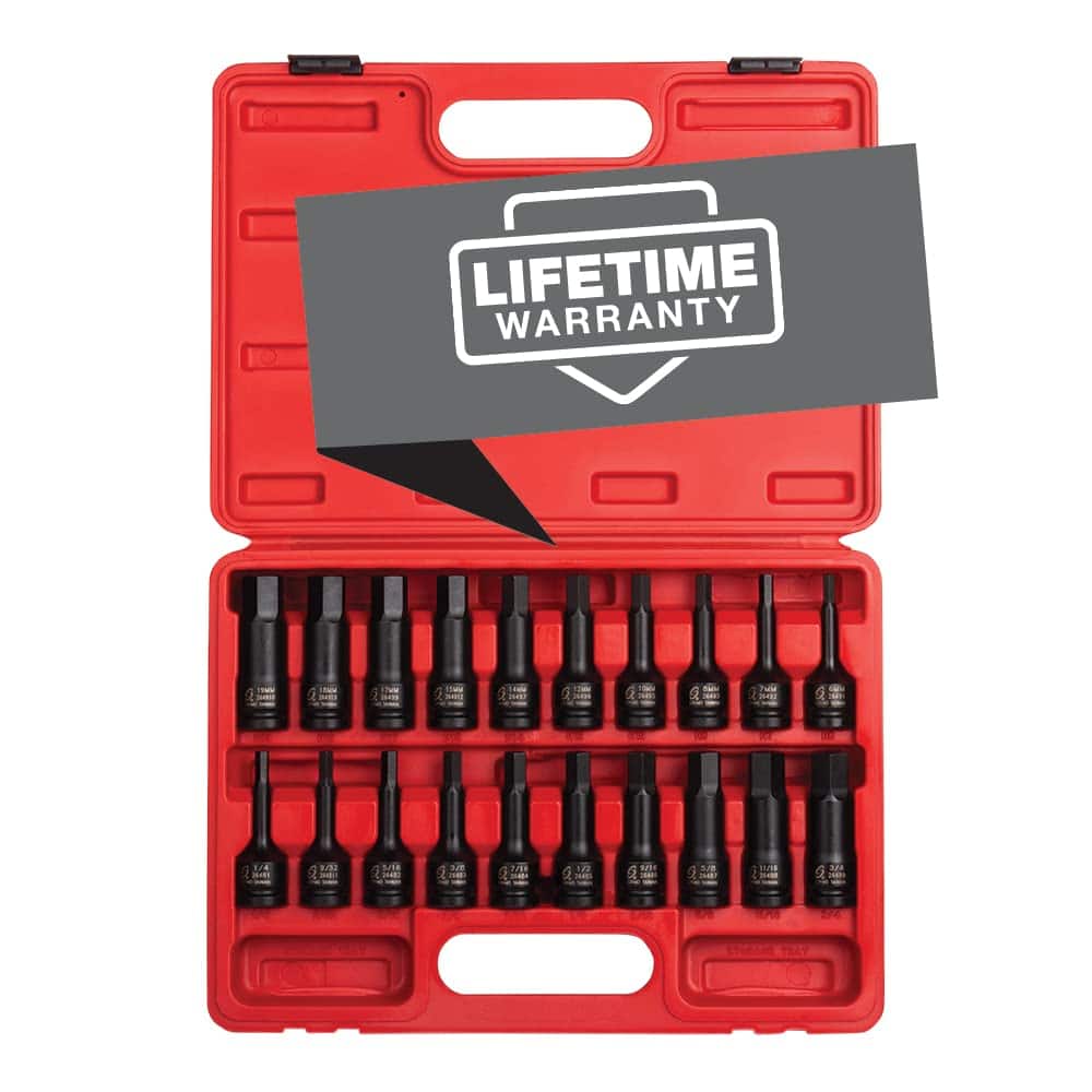 JETRANSPORT - 2637 1/2" Drive Master Impact Hex Driver Set 20piece Sae/metric 1/4" - 3/4" 6mm 19mm Cr-mo Steel Dual - SAE & Metric 1/2" Drive Impact Hex Driver Set