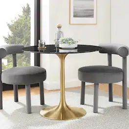 Modway - Lippa Round 36" Dining Table - Gold Black