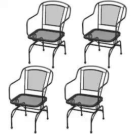 Gymax - Patio Rocking Chairs Set of 4 w/ Metal Mesh Backrest & Seat Armrests Gentle - Black