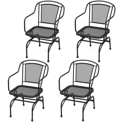 Front. Gymax - Gymax Patio Rocking Chairs Set of 4 w/ Metal Mesh Backrest & Seat Armrests Gentle - Black.