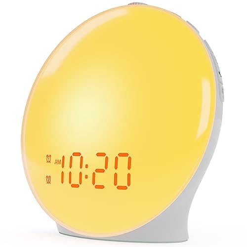 Vulpecula Spade - Wake Up Light Sunrise Alarm Clock for Kids, Heavy Sleepers, Bedroom, with Sunrise Simulation, Sleep Aid, Dual Alarms, FM - White