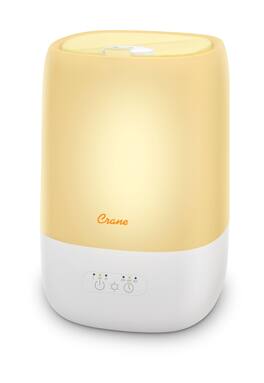 CRANE - Top Fill Cool Mist Humidifier - 1 Gallon with Sleep Support Light & Essential Oil Tray - White