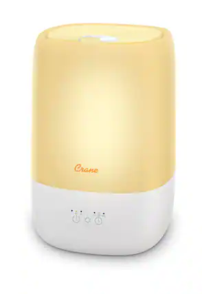 Front. CRANE - Top Fill Cool Mist Humidifier - 1 Gallon with Sleep Support Light & Essential Oil Tray - White.