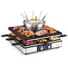 Front. Costway - Costway Electric BBQ Grill with Fondue Pot Set, Dual Adjustable Thermostats, 26 Accessories - Black.