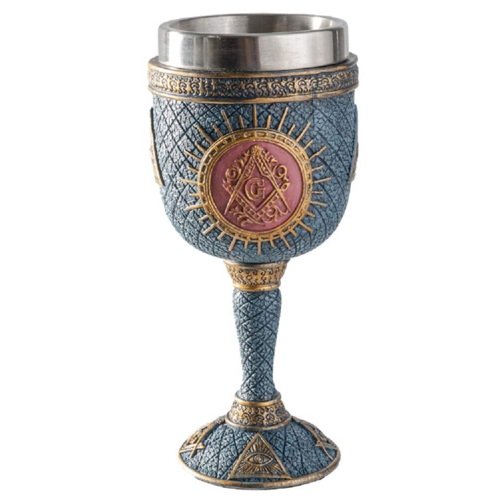 Pacific Trading - Masonic Goblet Wine Chalice Cup Resin Body Stainless Steel Cup 7 ounce - Multicolor