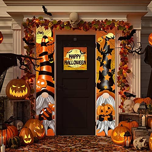 DORLUKFU - 3-Piece Halloween Porch Decoration Set: Gnome, Pumpkin Banners & Signs - Polyester Fabric, 70.92 x 11.82 - Multicolor