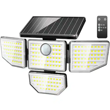 Front. Adewalk - Upgraded 3000LM 188 LED 4 Head Solar Light Motion Sensor IP65 Waterproof Security Lamp for Yard Backyard Use - White.