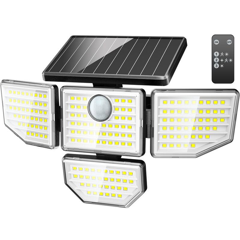 Front. Adewalk - Upgraded 3000LM 188 LED 4 Head Solar Light Motion Sensor IP65 Waterproof Security Lamp for Yard Backyard Use - White.
