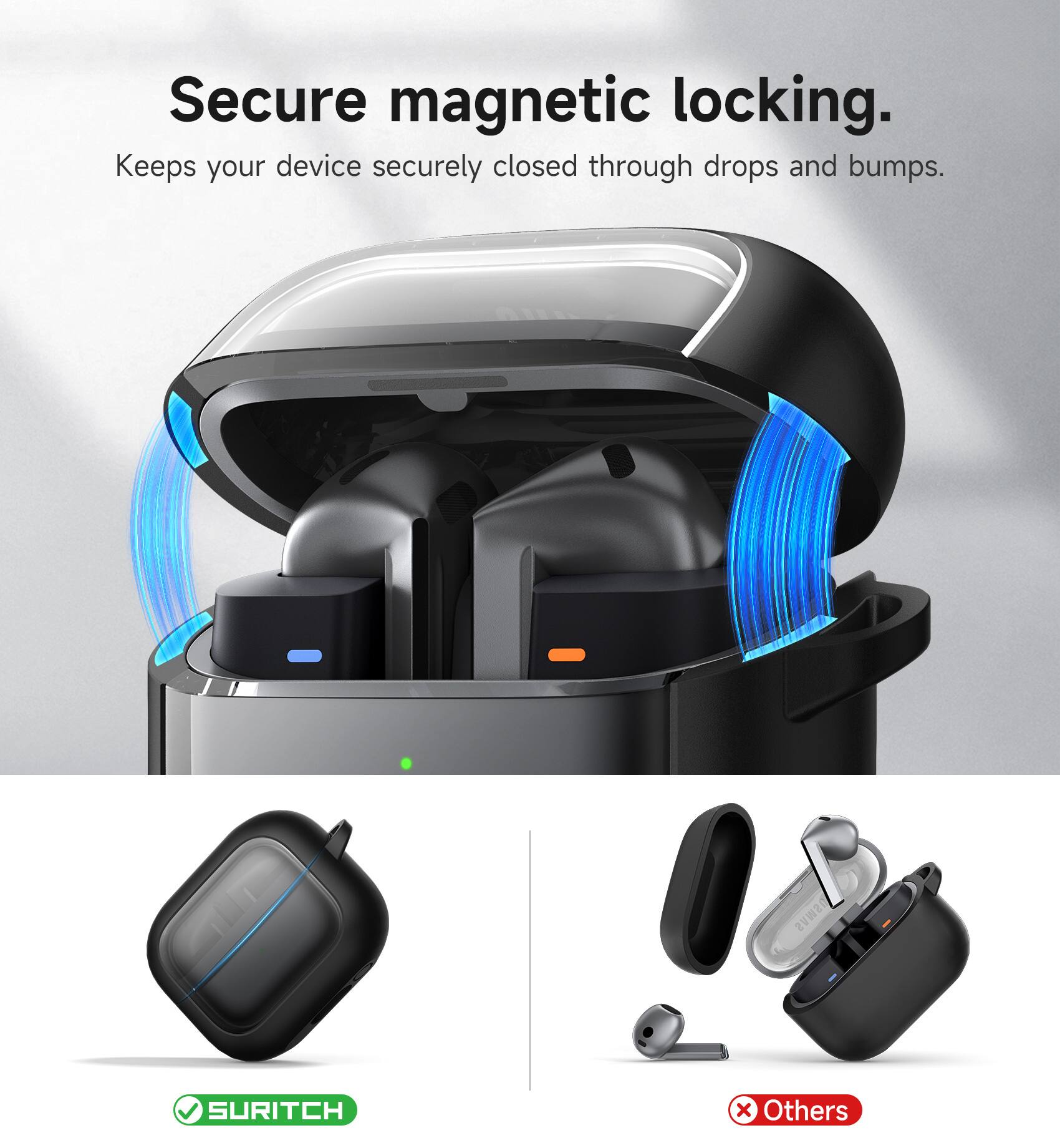 Secure magnetic locking.  
Keeps your device securely closed through drops and bumps.  
SWVS SURITCH x Others