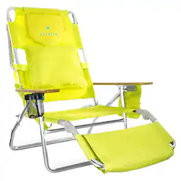Ostrich - Deluxe 3N1 Outdoor Lawn Beach Lounge Chair with Footrest, Lime - Green