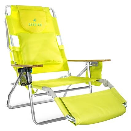 Front. Ostrich - Ostrich Deluxe 3N1 Outdoor Lawn Beach Lounge Chair with Footrest, Lime Green - Green.