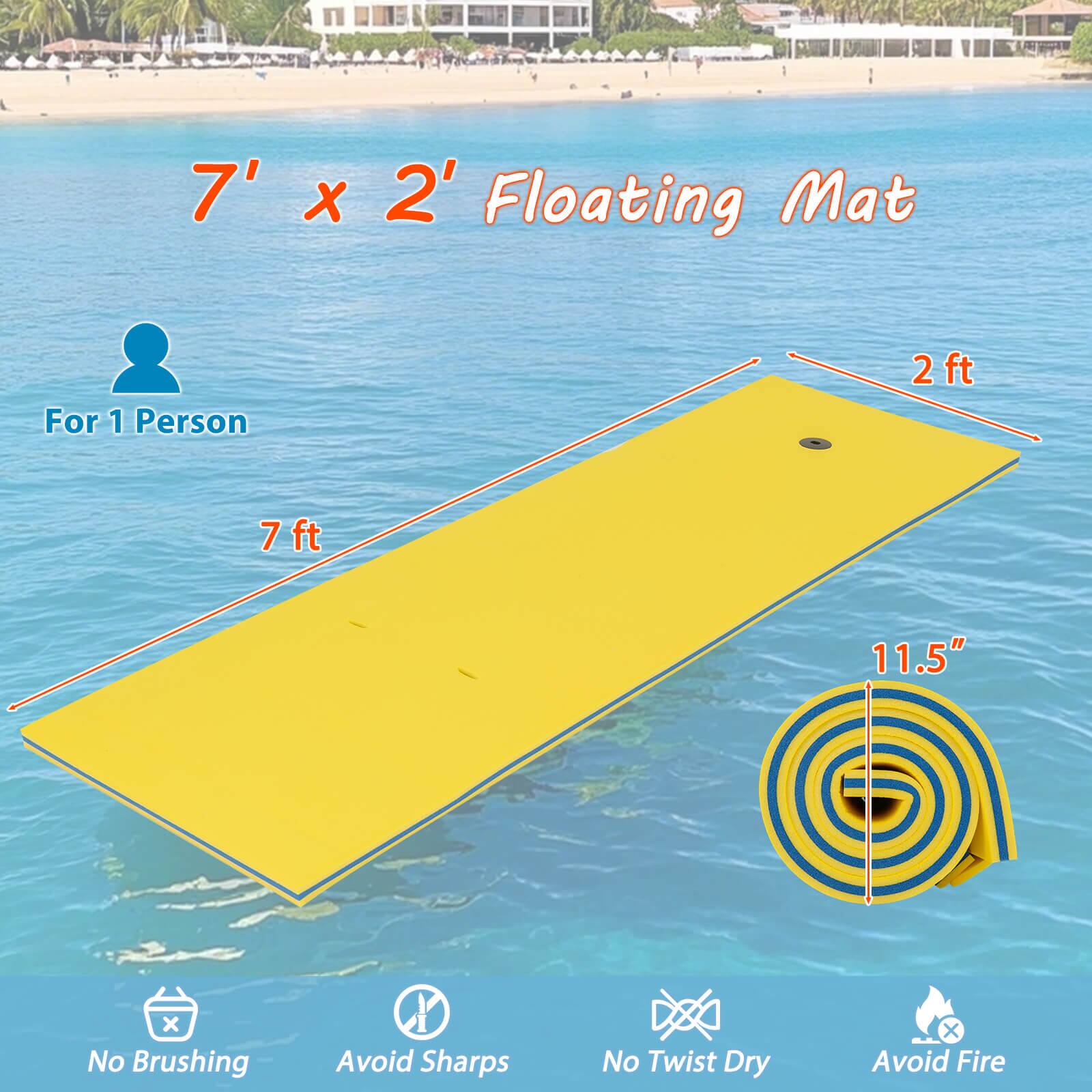 7' x 2' Floating Mat

For 1 Person

7 ft x 2 ft

11.5"

No Brushing
Avoid Sharps
No Twist Dry
Avoid Fire