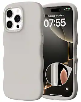 Ornarto - for iPhone 16 Pro Case 6.3", Wavy Liquid Silicone Protection Case with Camera Control Button - Stone Gray