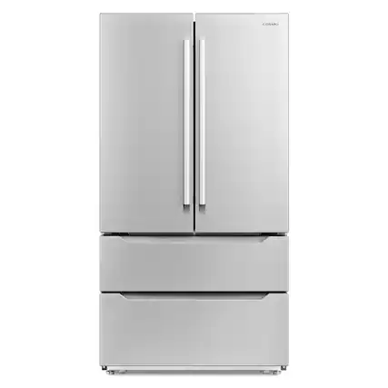 Front. COSMO - COS-FDR225RHSS-G 36 in. Lumin Collection 22.5 cu. ft. Counter Depth French Door Refrigerator with Handles - Stainless Steel.