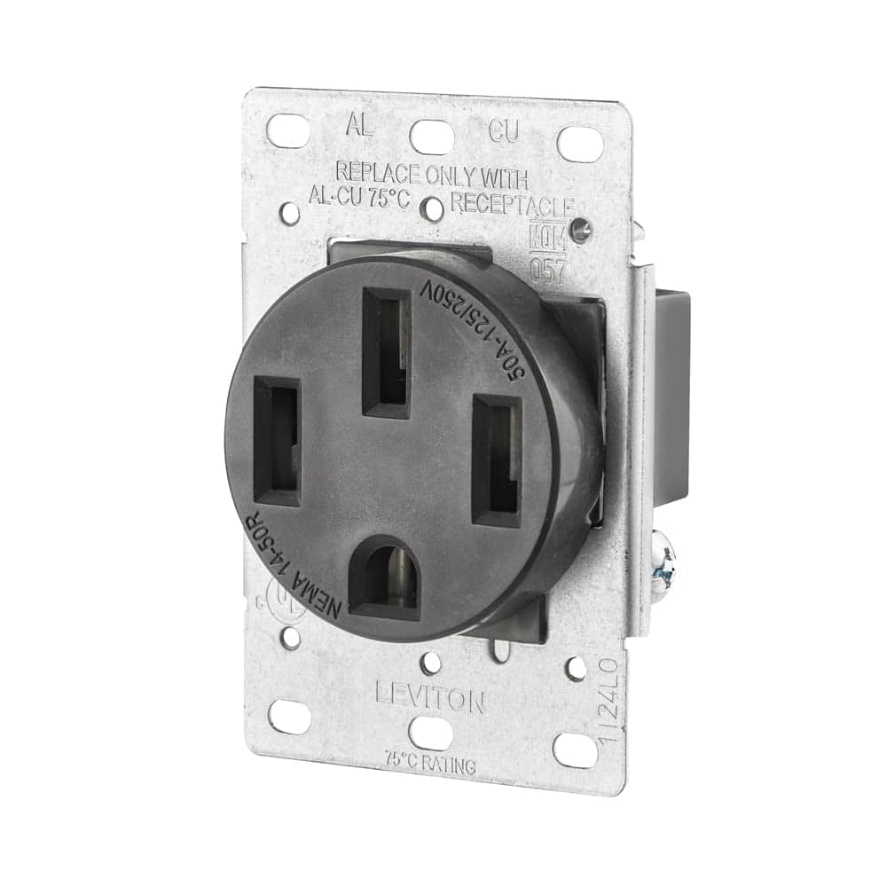 Leviton - 279 NEMA 14-50R 50A 125/250V Flush-Mount Receptacle 3P/4W Side-Wired - Black