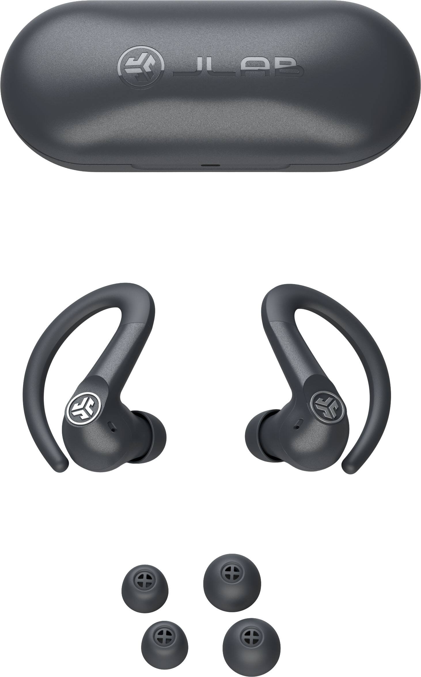 Alt View 1. JLab - Go Sport ANC True Wireless Bluetooth Earbuds - Graphite.