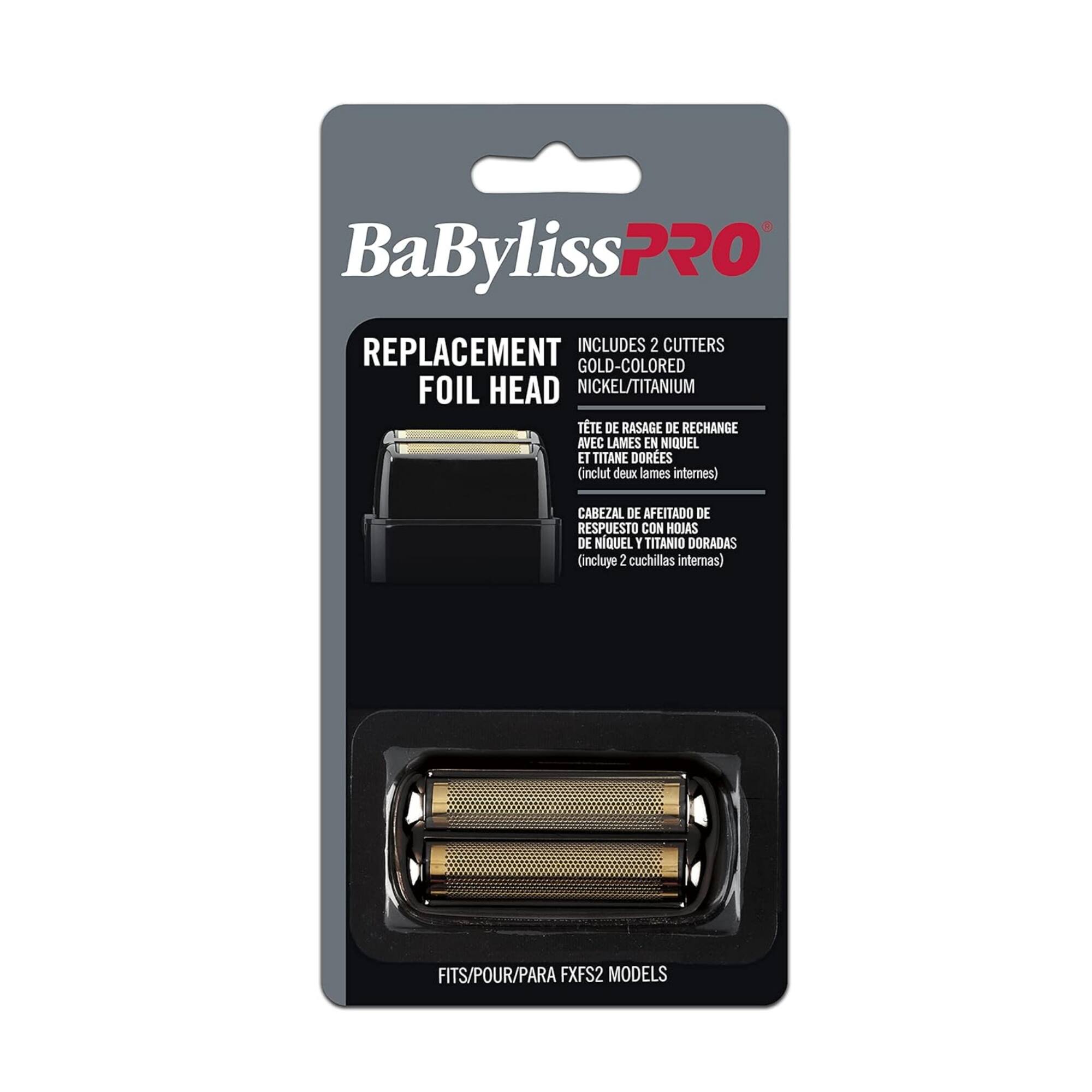 BaByliss PRO REPLACEMENT FOIL HEAD INCLUDES 2 CUTTERS GOLD-COLORED NICKEL/TITANIUM (inclut deux lames internes) FITS/POUR/PARA FXFS2 MODELS