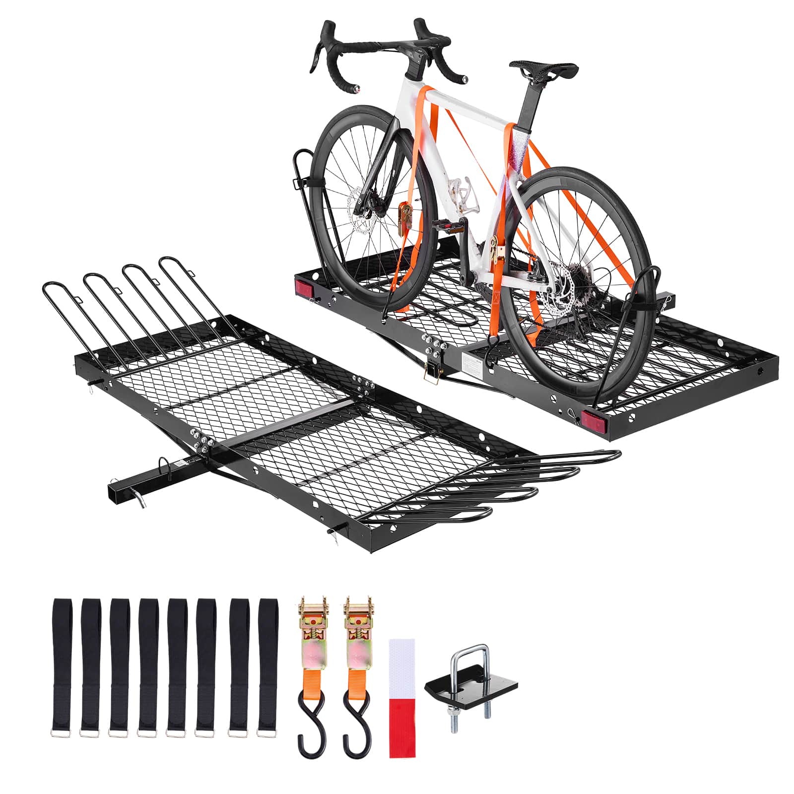 Vevor | | Hitch Cargo Carrier with Bike Racks, 62" x 27" x 3" Hitch Mount Cargo Carrier for up to 4 Mountain Bikes | Black | Best Buy