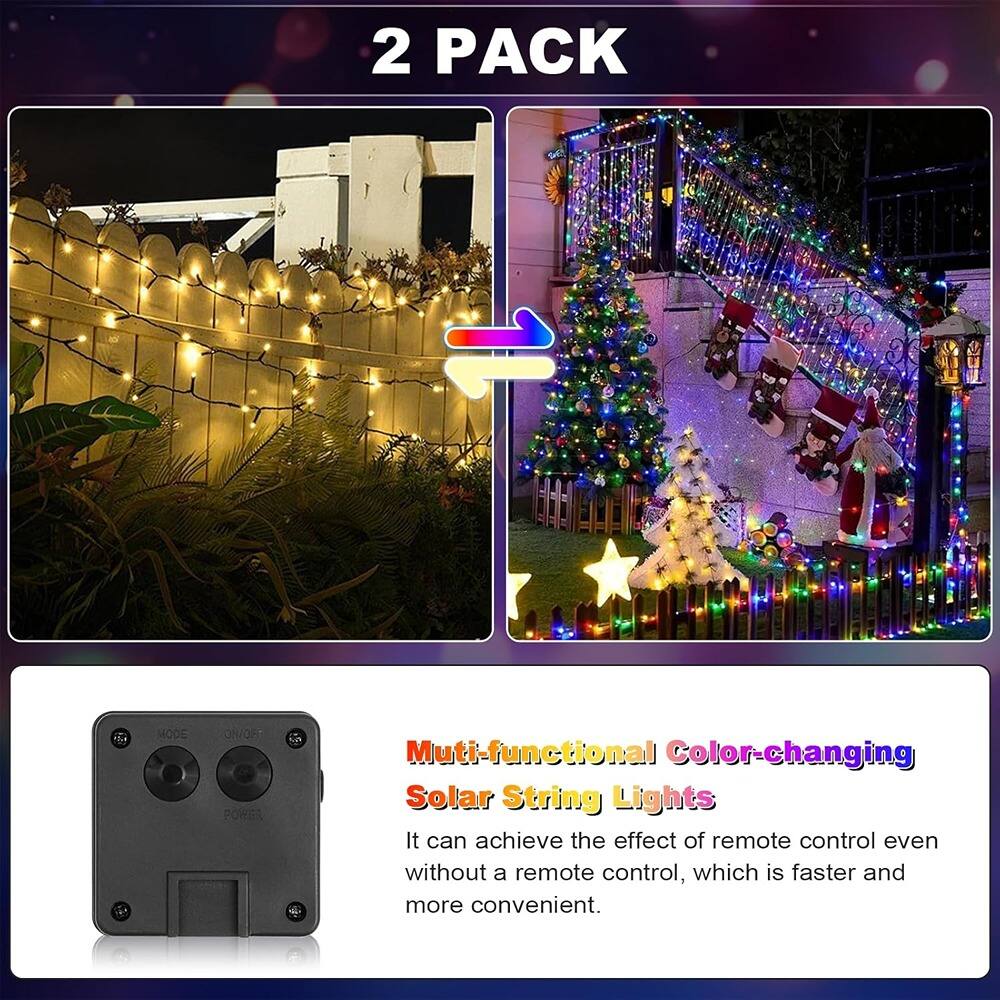 MOSZAR LLC Two packs of 200 LED solar string lights with 8 different ...