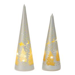 BreeBe - LED Frosted Glass Tree Decor (Set of 2) - Gold, Silver