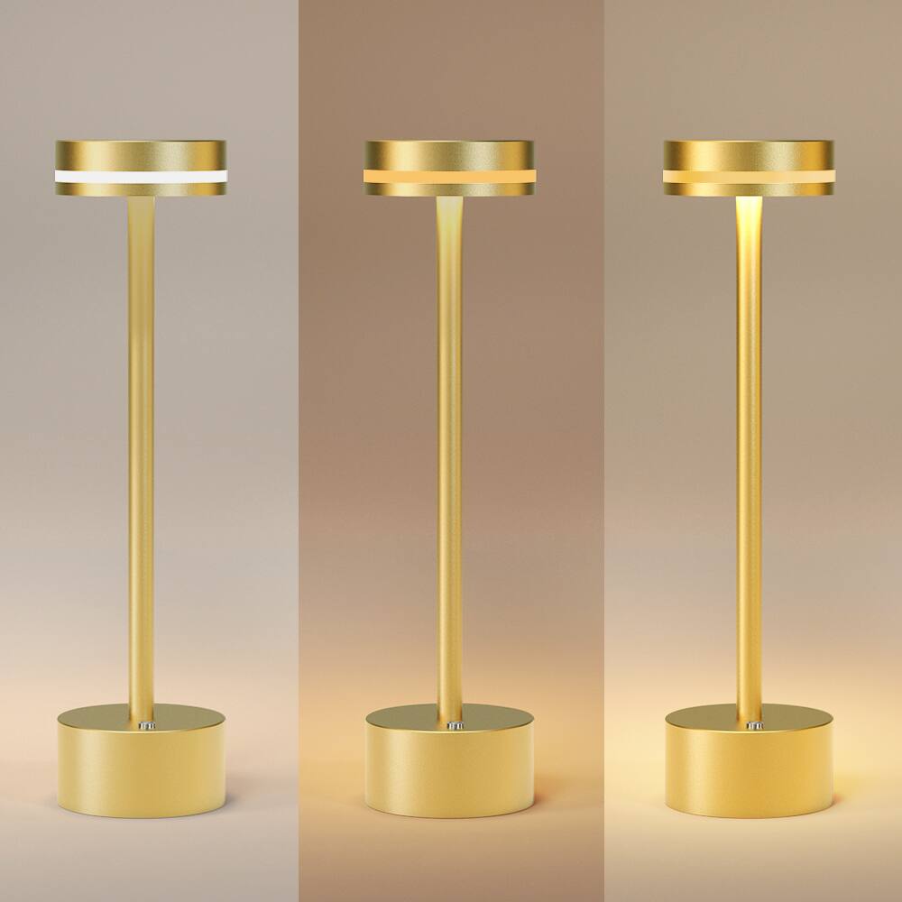 Alt View 12. ONEWISH - Cordless Portable LED Table Lamp with Touch Control - Gold.