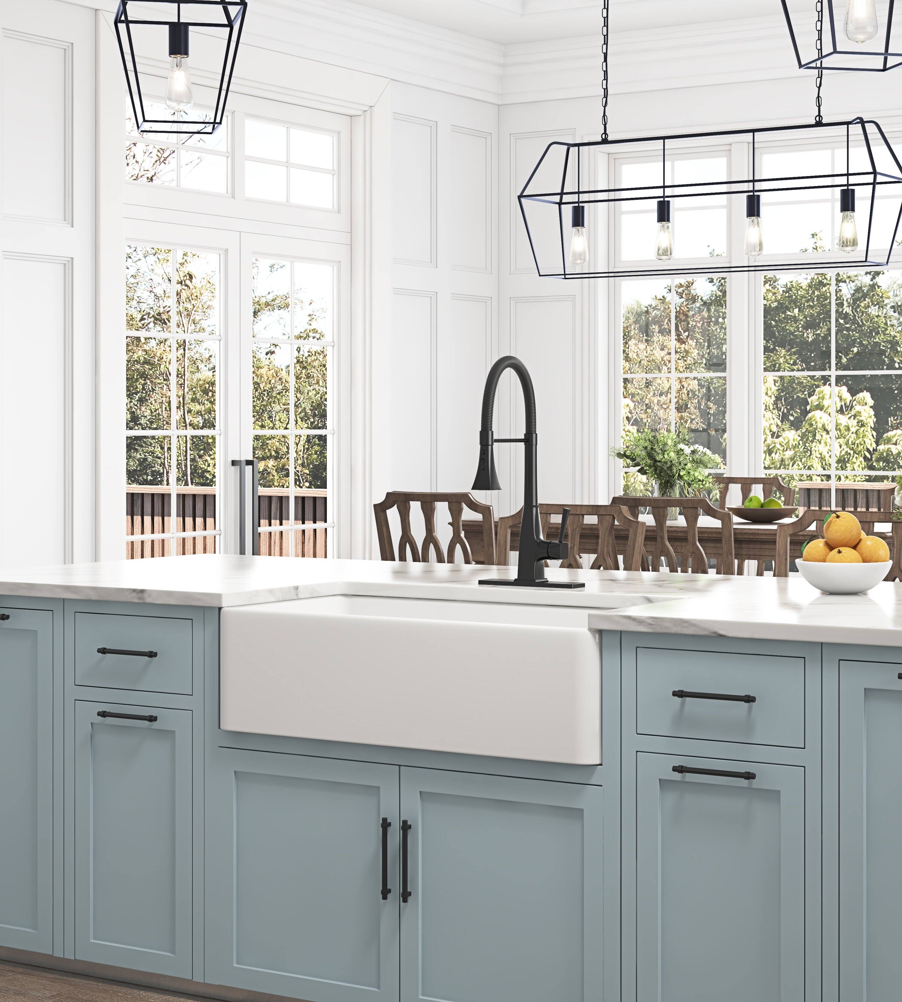 Left. Siljoy - Inch White Farmhouse Sink Deep Apron Sink Undermount Farmhouse Kitchen Sink Single Farm Sink - White.