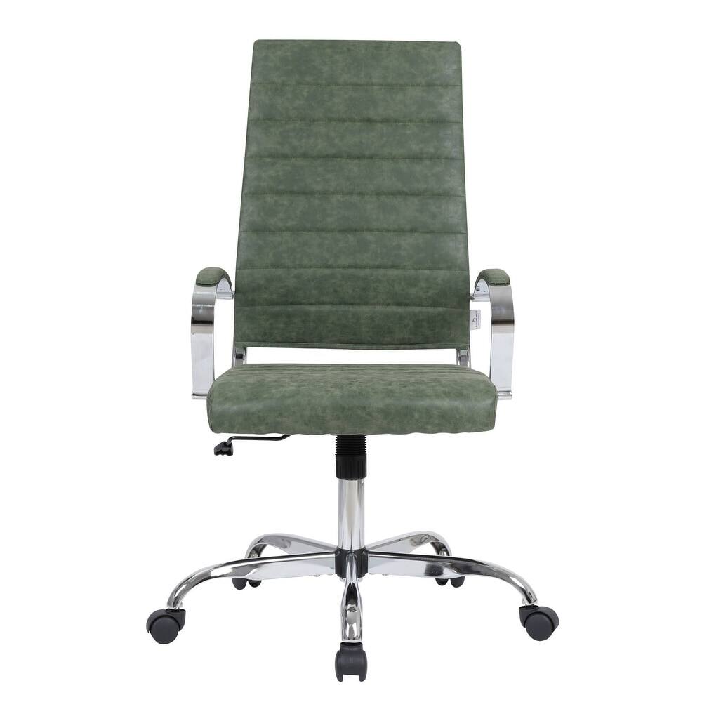 Alt View 2. LeisureMod - Benmar High Back Leather Office Chair with Adjustable Height, Swivel Base, Ergonomic Design Modern Conference Chair - Green.